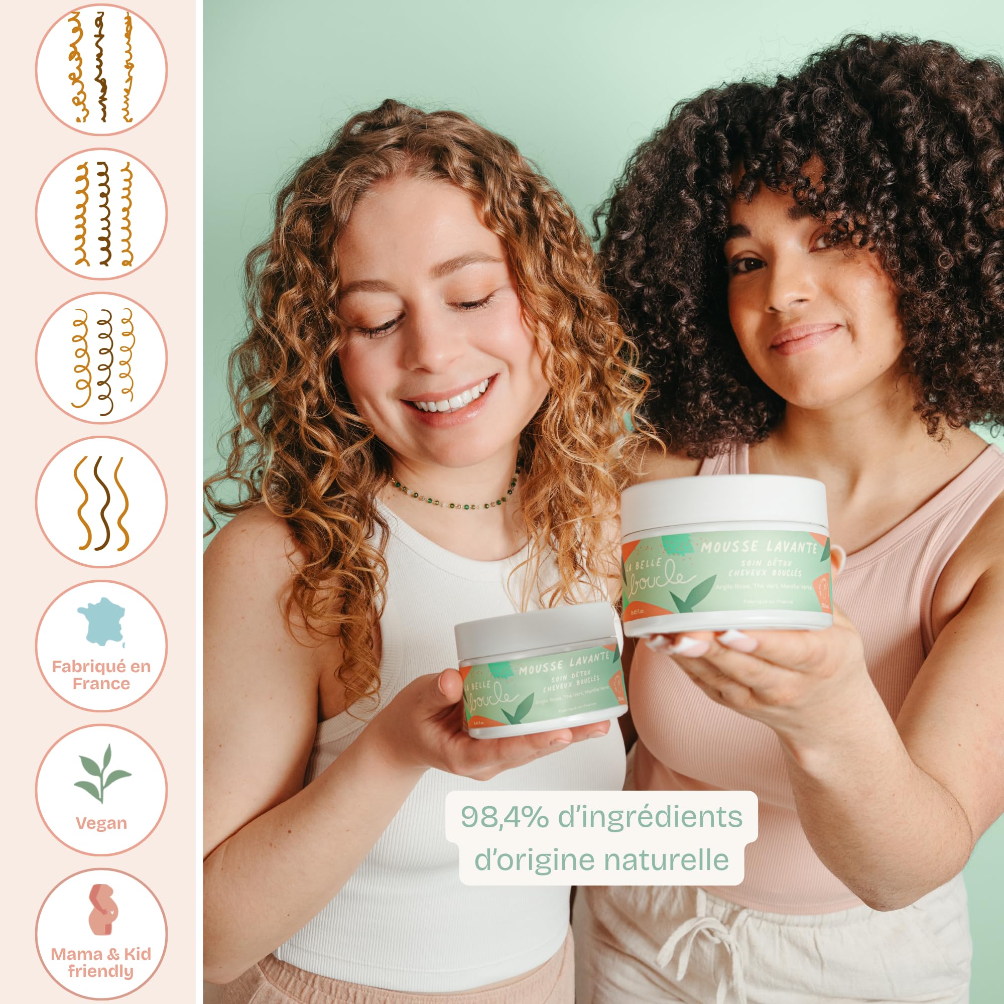 La Belle Boucle - Mousse Lavante Soin Détox 250ml - Purifie et Rééquilibre le Cuir Chevelu - Élimine Impuretés et Excès de Sébum - Soin Naturel Cheveux Bouclés, Frisés, Crépus