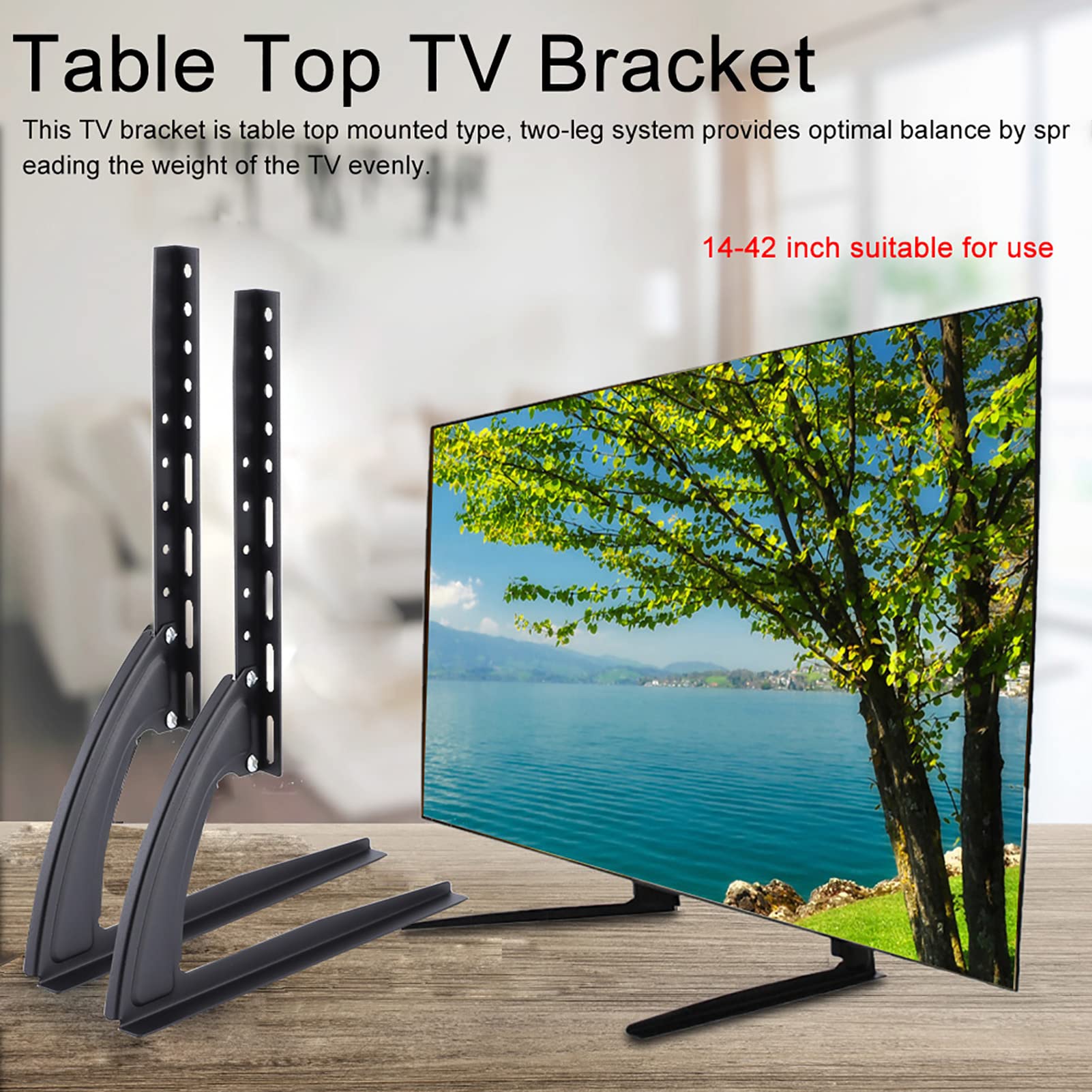 Patas universales para TV, soporte universal para TV de sobremesa, soporte para TV, soporte de acero para TV, soporte para TV, soporte para TV, pedestal para fijar firmemente el monitor de pantalla