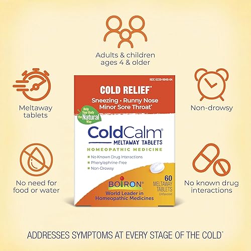 Vista 3 de Boiron Coldcalm, 60 comprimidos de medicina homeopática para el resfrío