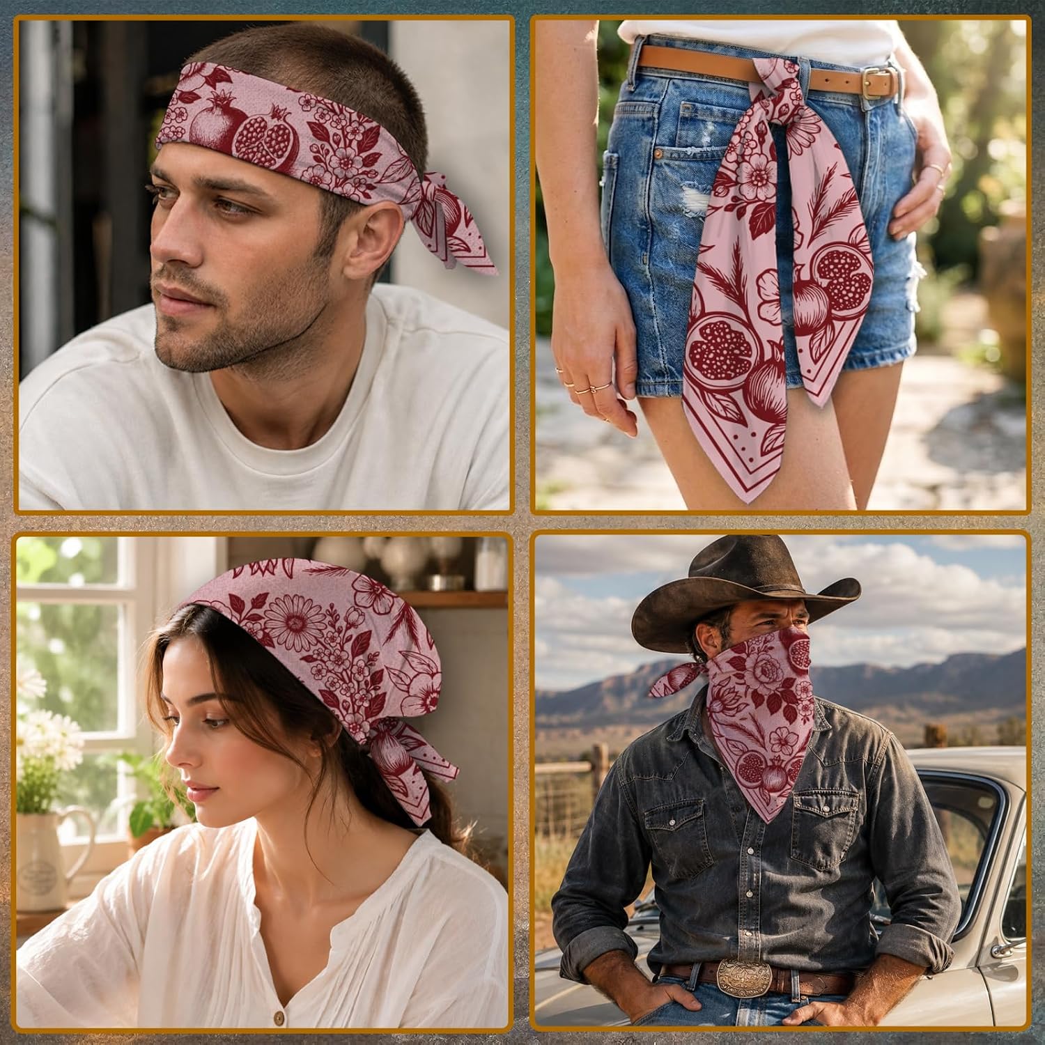 arricraft Square Cotton Bandana, 22"x22" Large Headband for Men Women Outdoor Workout Running Headwear image 4