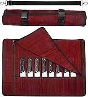 Vista 1 de QEES Rollo de cuchillos, bolsa para cuchillos de chef, estuche de viaje para cuchillos, bolsa portátil de lona encerada para cuchillos con 10