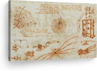 Smile Art Design Drawings of Leonardo Da Vinci Canvas Wall Art Canvas Print Famous Art Painting Reproduction Fine Art Home Decor Ready to Hang- Made in USA- 15x22