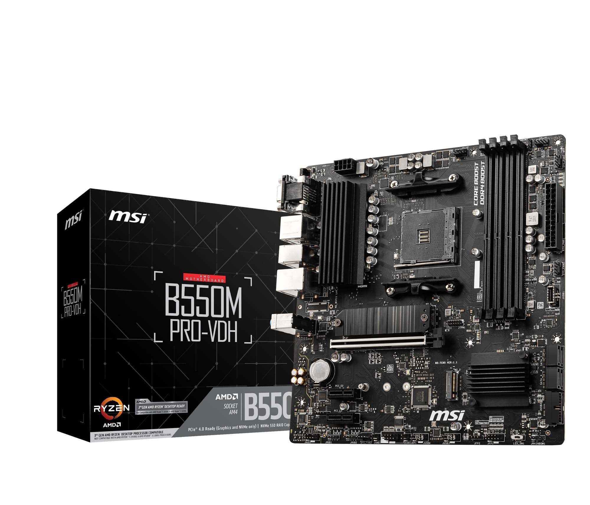 MSI B550M Pro-VDH para procesadores AMD Ryzen Serie 5000/4000G/3000 Socket AM4 DDR4 PCIe 4.0 Micro-ATX MB6468