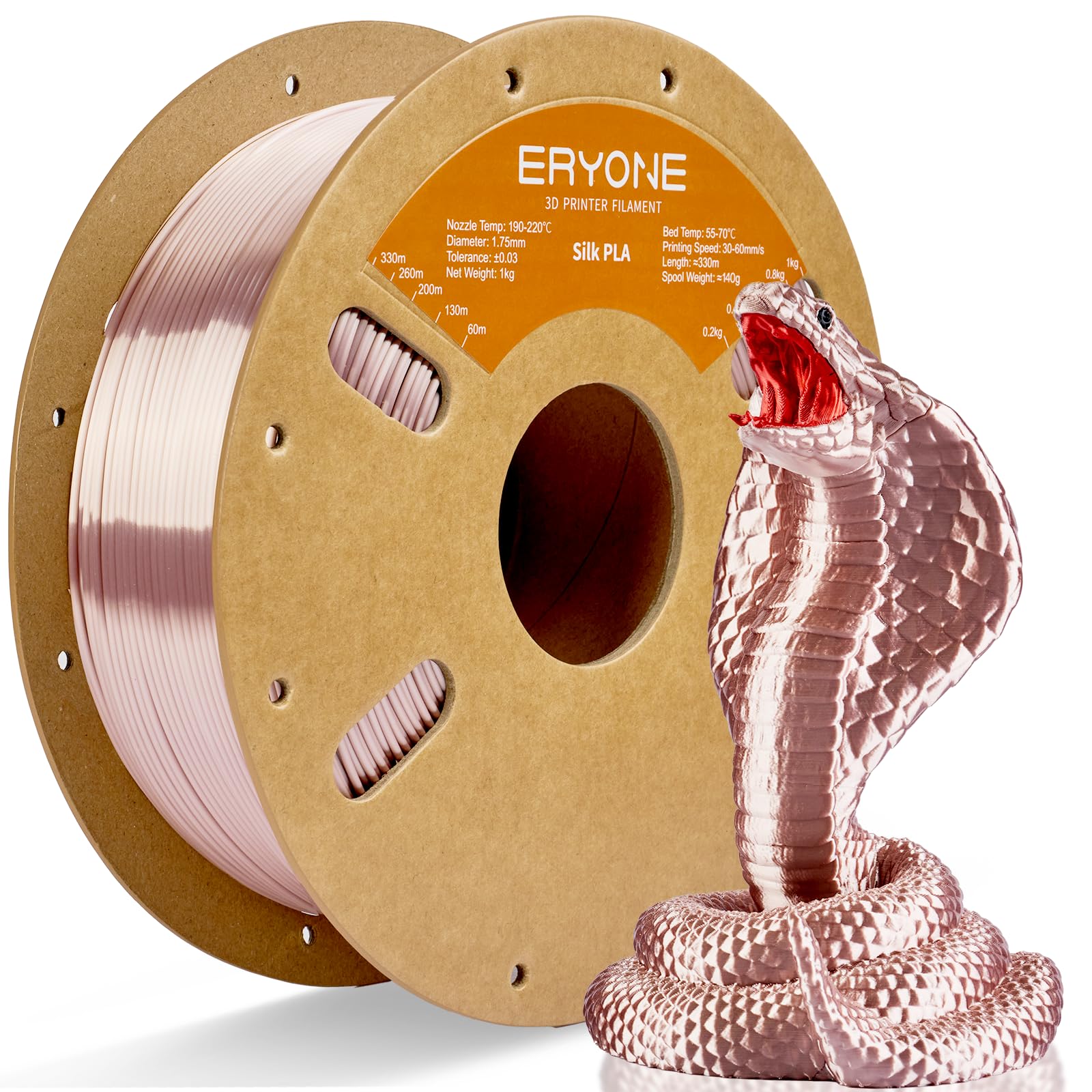 ERYONE Silk PLA Filament for 3D Printer 1.75mm +/- 0.03mm, Shiny Filament 1kg (2.1lbs)/Spool, Silk Rose Gold