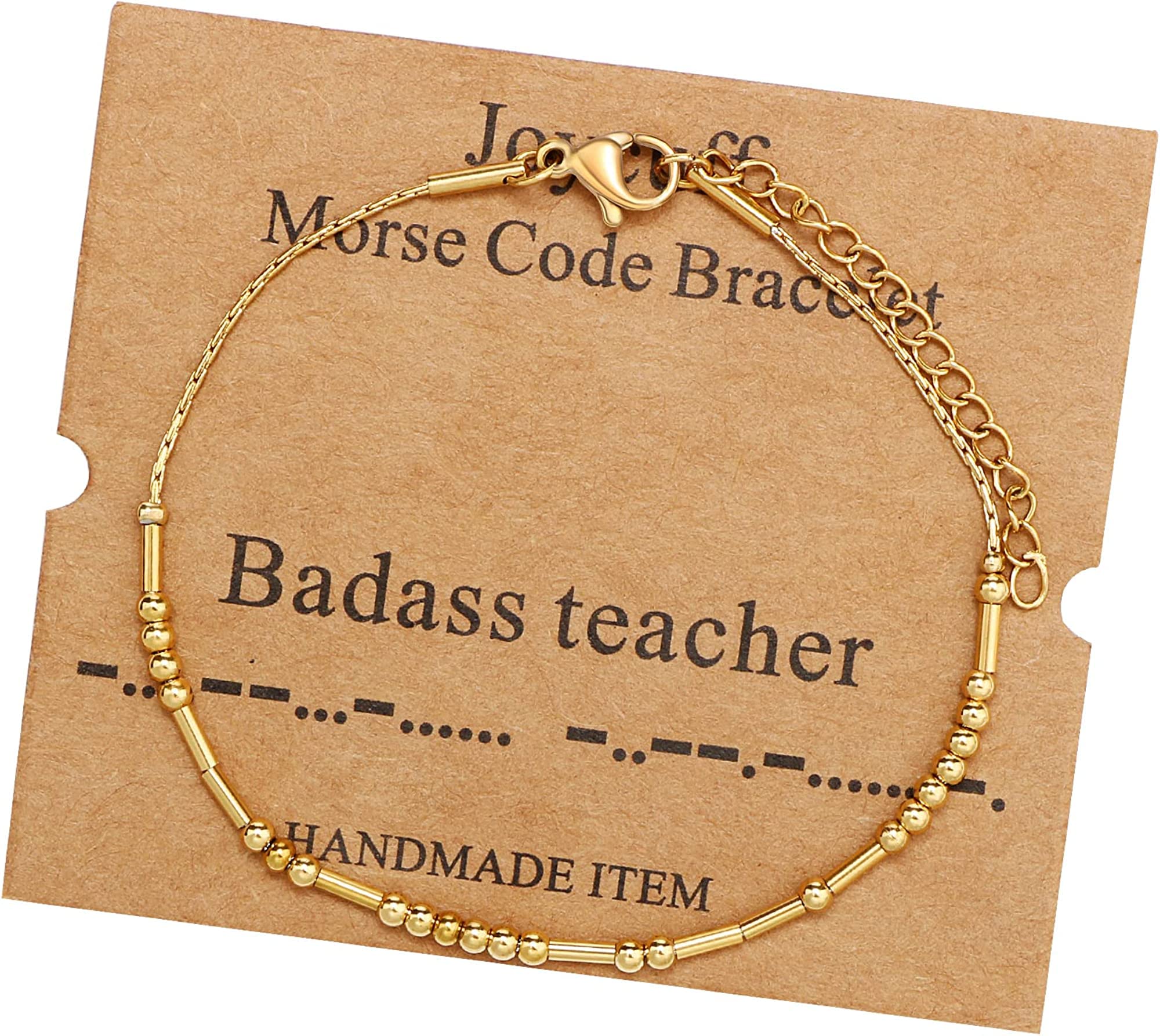 Morse Code Bracelets for Women, Gold Silver Stainless Steel Beads Bracelets