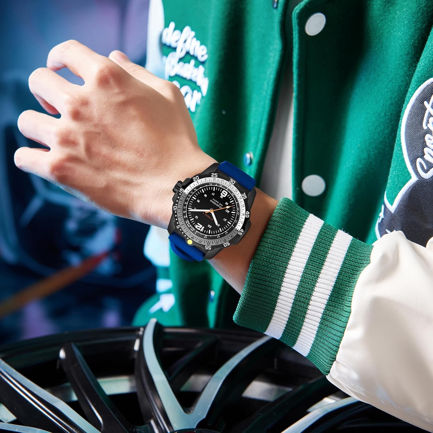 findtime Solar Watch Mens Military Analog Watches Industrial Sport Waterproof Tactical Cool Designer Wrist Watch for Men Unidirectional Rotating Bezel Silicone Strap Alloy Case - Image 3