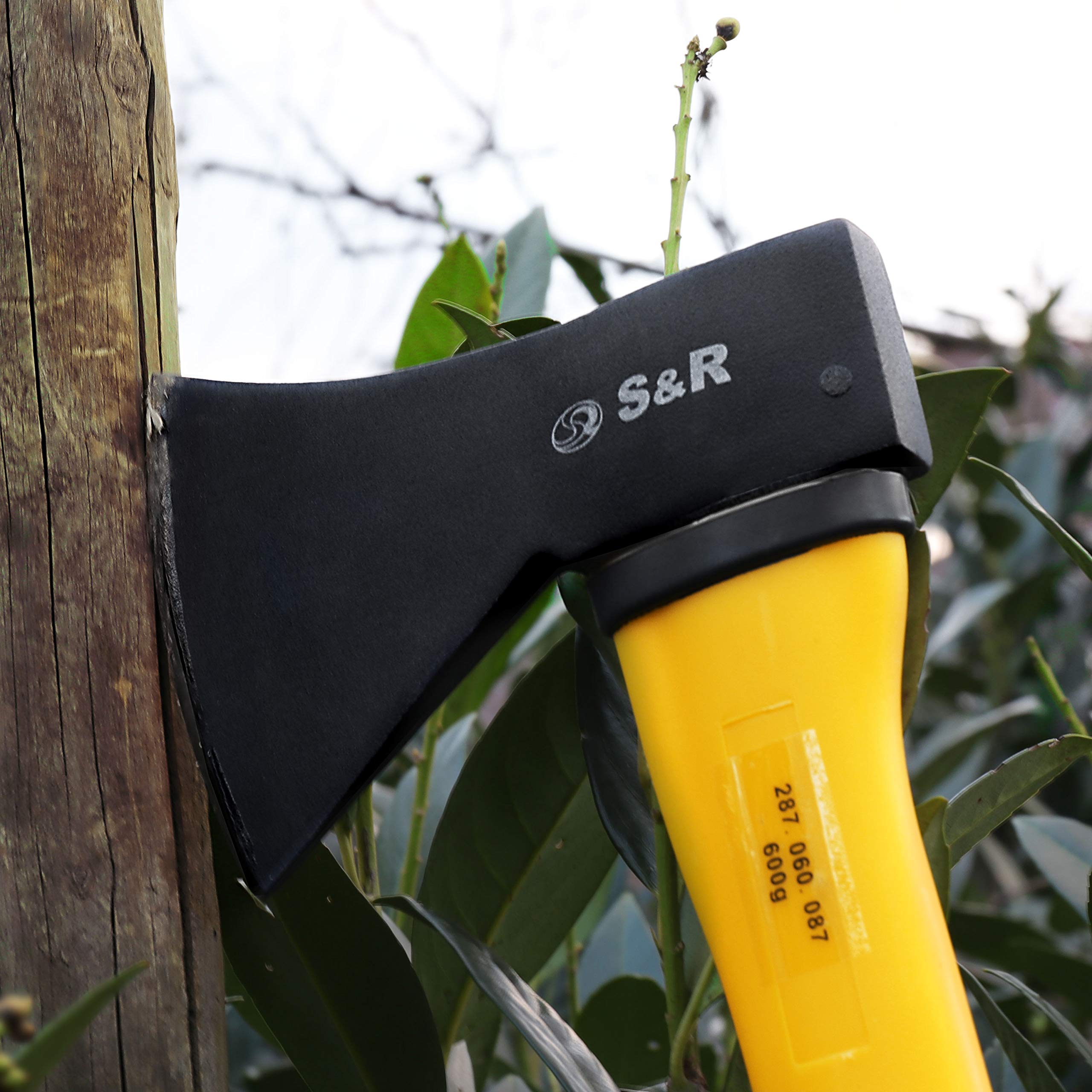 S&R Hachette de Jardin Bois Jardinage. Hache Universelle Jardin. | Manche Bois Robuste | Outil de Jardinage et Camping Polyvalent