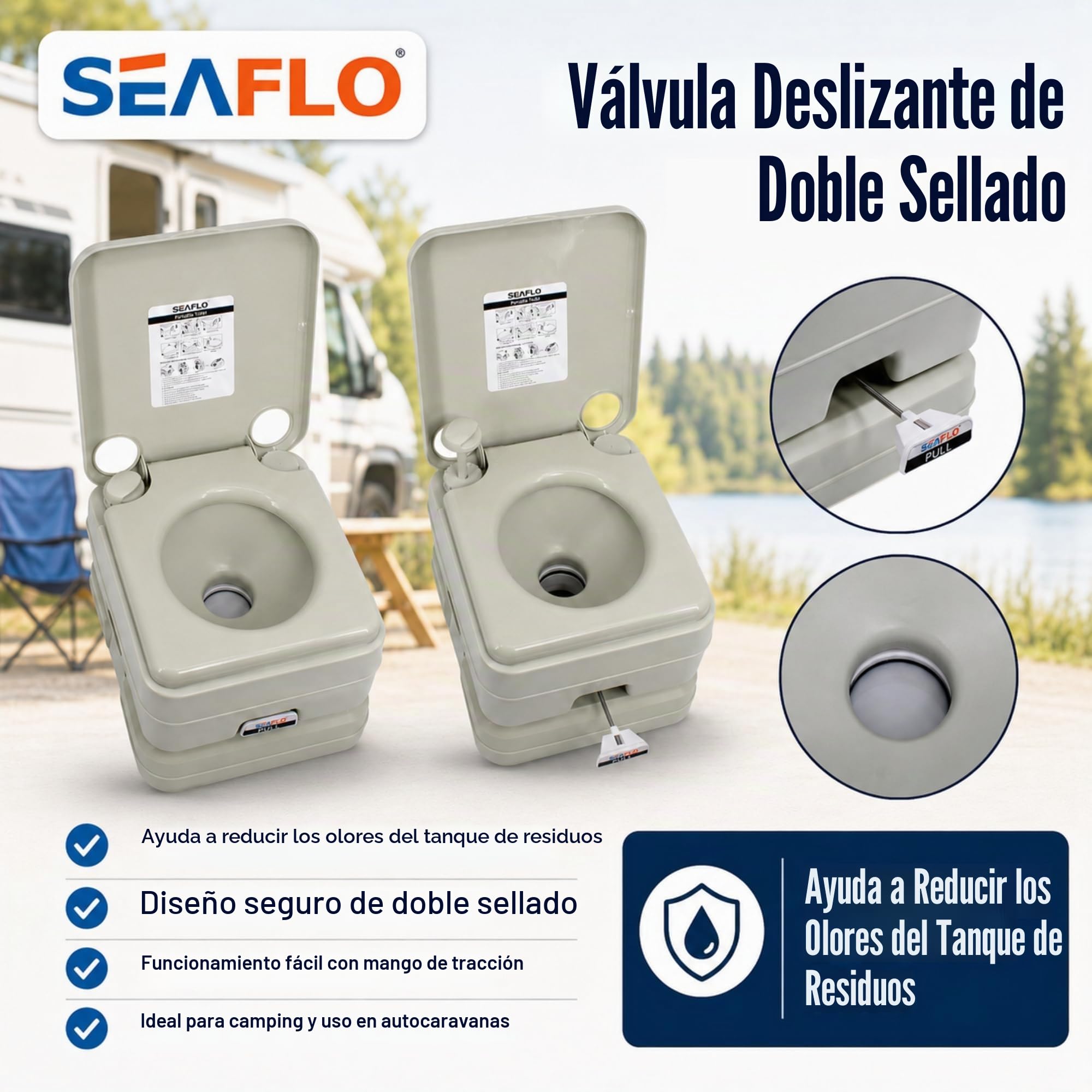 SEAFLO Inodoro portátil para marina, RV, camping y barco (2.6 galones)