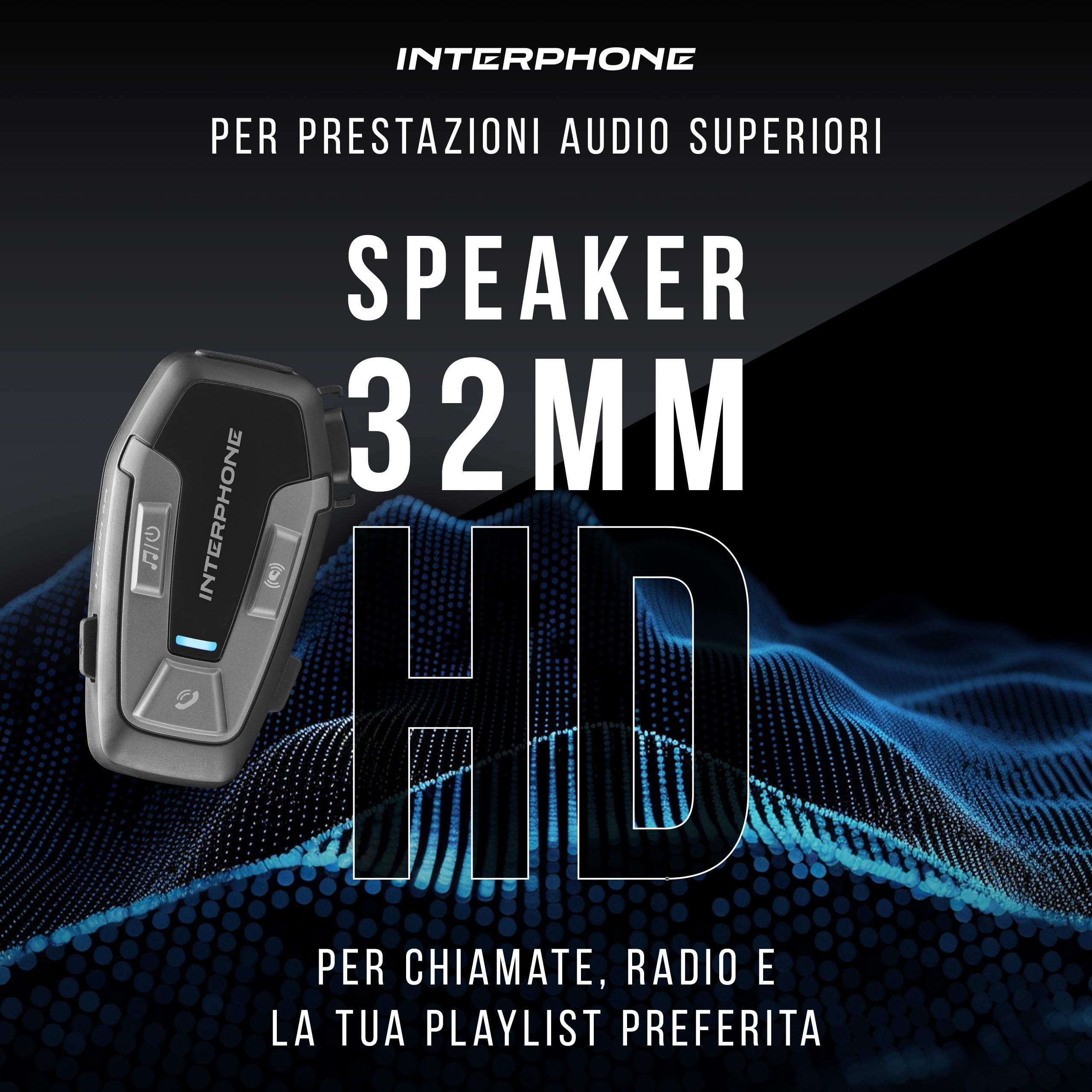 INTERPHONE U-Com6R Interfono Moto Bluetooth 5.2 Rimovibile Batteria 15 ore Autonomia 1 Km Compatibile TFT GPS Impermeabile Speaker 32mm