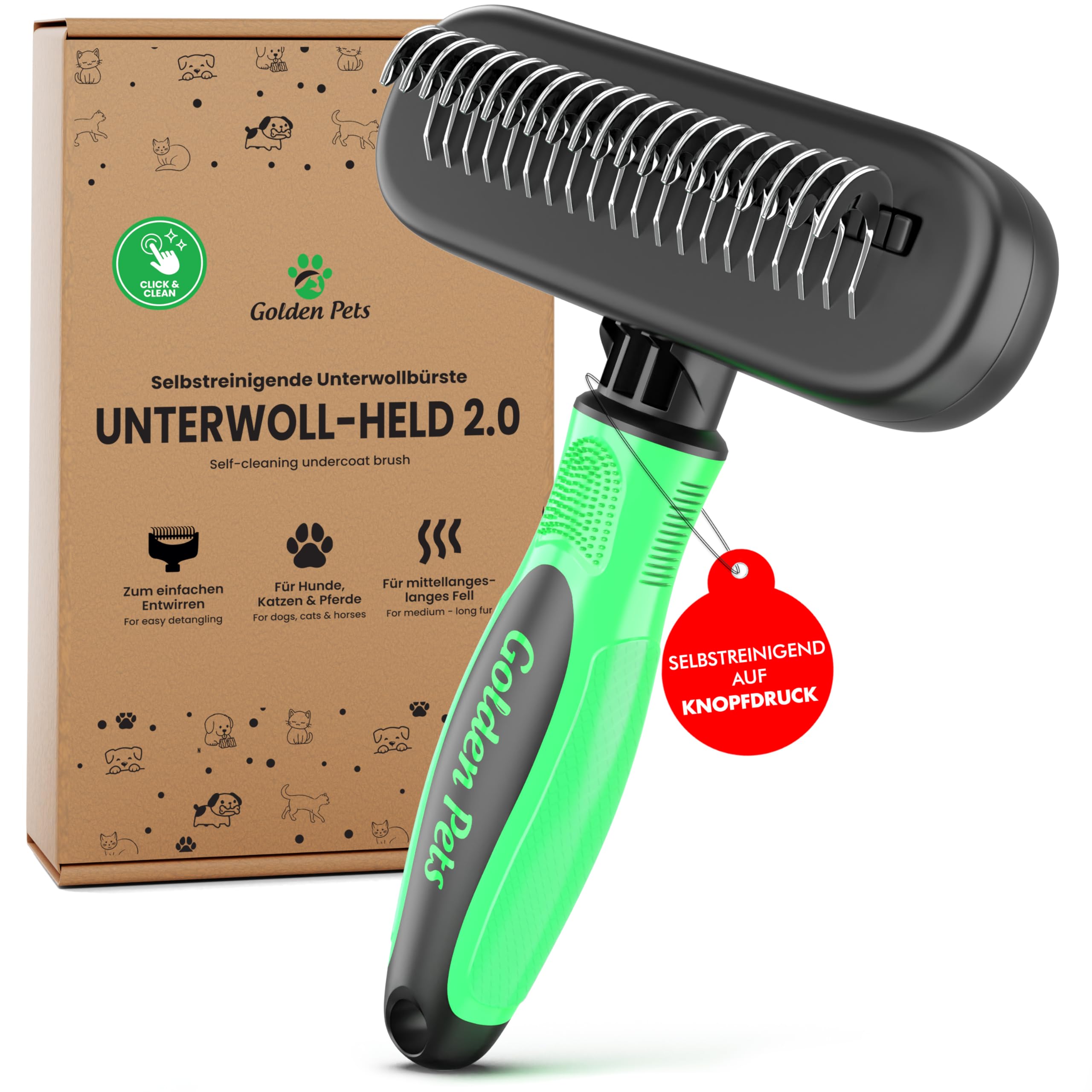 Cepillo autolimpiante para la ropa interior, cepillo para perros de pelo largo y gato, pelo largo, peine para la parte inferior elimina la capa interna y enredos, elimina nudos – Cepillo para cambio