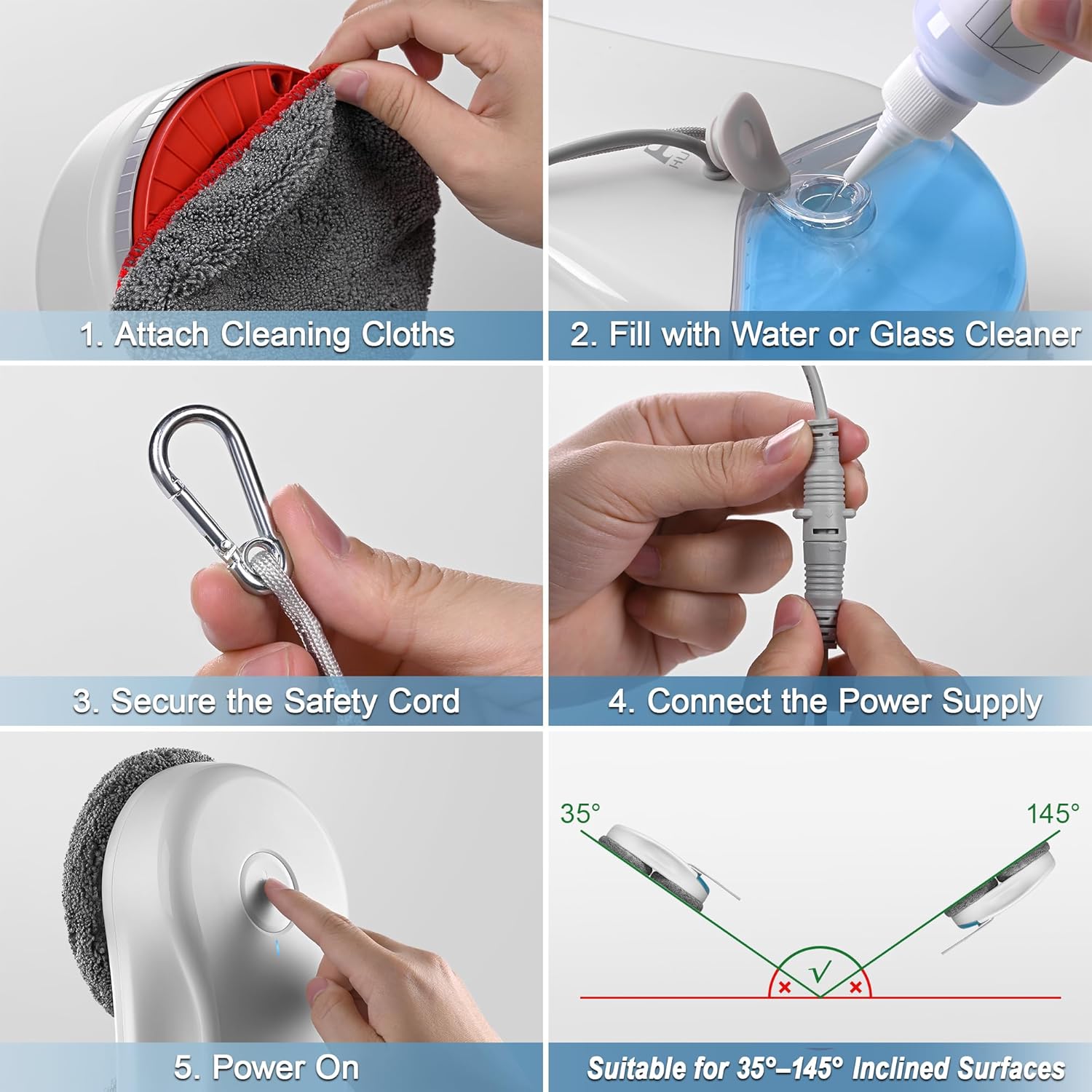 HUTT S55PRO cleaning various surfaces like glass, marble, and bathroom tiles