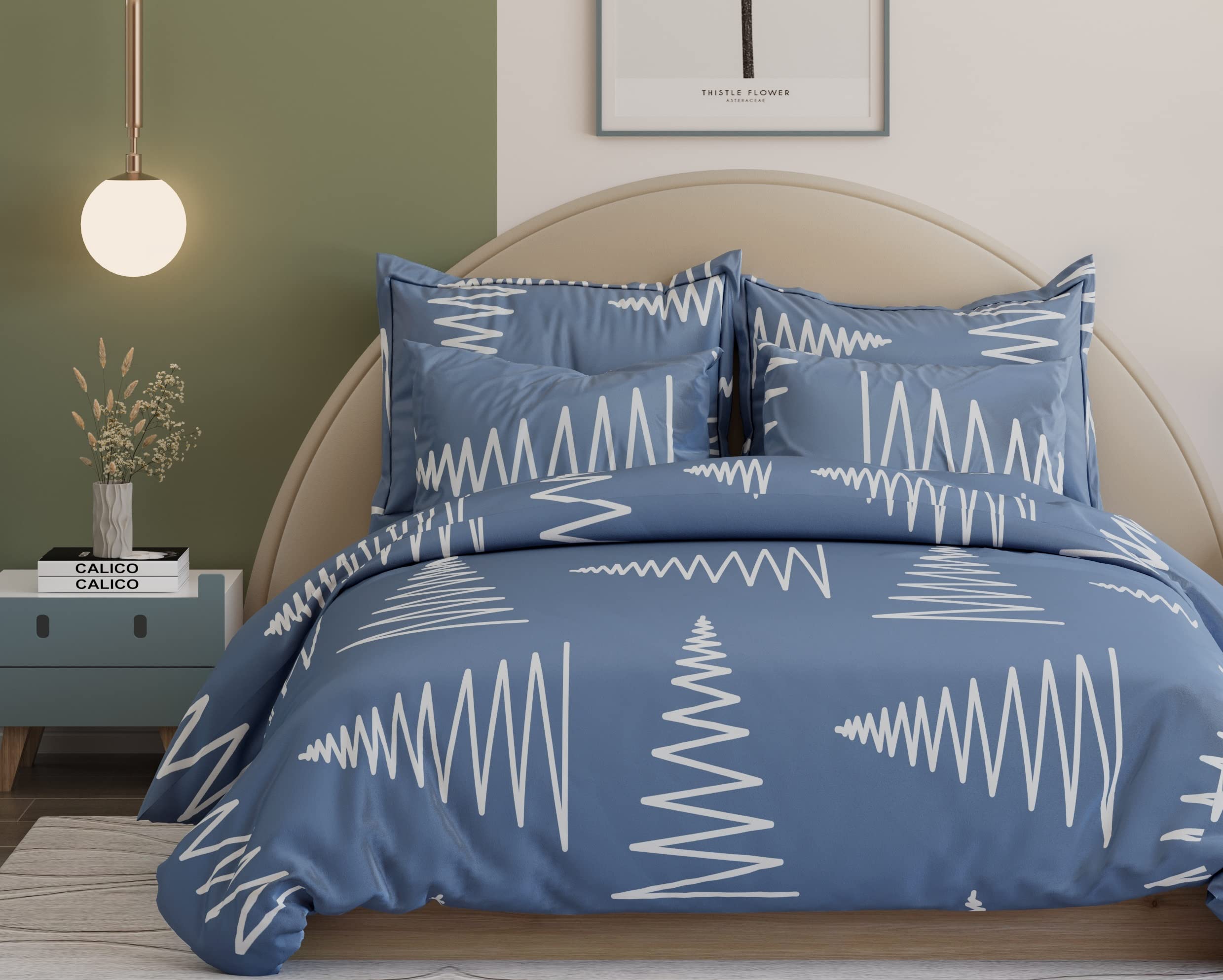 THE HOME STYLE Super Soft Cotton 400 TC Standard King Size Printed Pillow Covers Ll Pillow Cases- 18" X 28" Inches (Set Of 2 Piece, Dusk Blue)