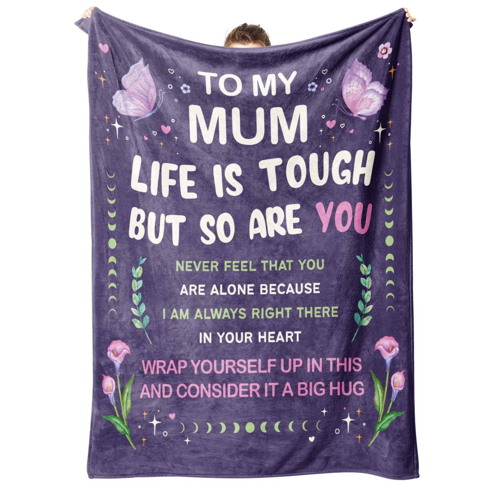 Craftique Mum Birthday Gifts Blanket, Mum Gifts from Daughter Son, Present for Mummy, to My Mother Blanket Printed with Flower, 60"x50"