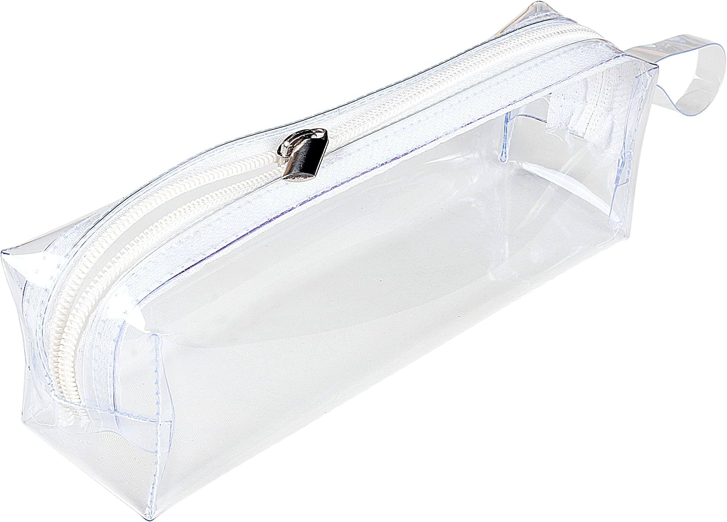 MOM CARE Transparent Pencil Pouch, School Pencil Box with Zipper, Students Pencil case Large Capacity, Makeup Pouch, Stationery Bag for Students Girls Adults Office Transparent