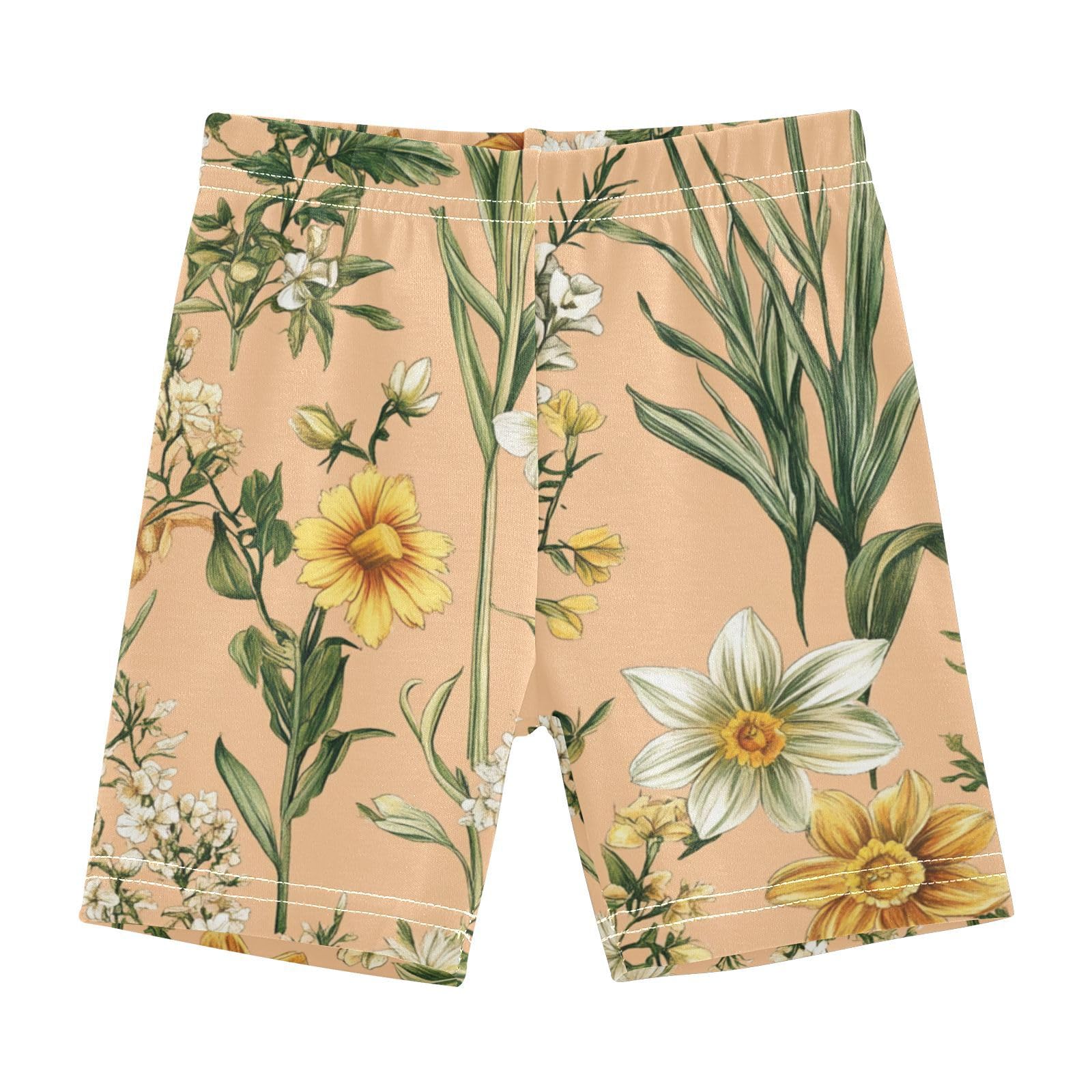 Caihoyu Toddler Girls Shorts Elastic Cotton Romper Shorts Leggings for Vacation 6T Fall Flowers Daffodil Osteospermum Thyme