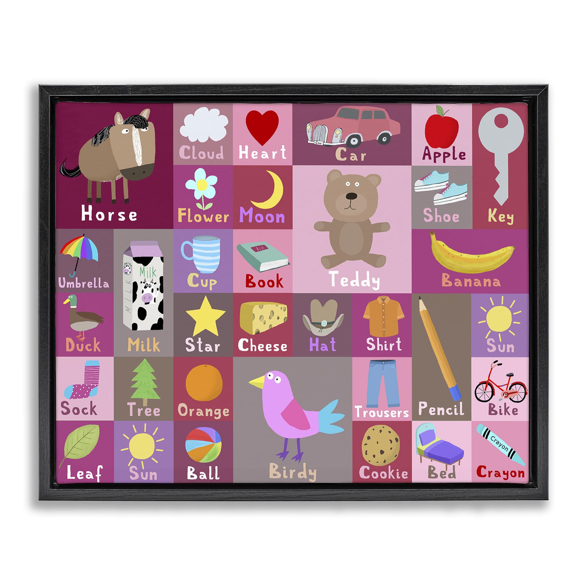 'Pink First Words'| Floating Frame Canvas Art