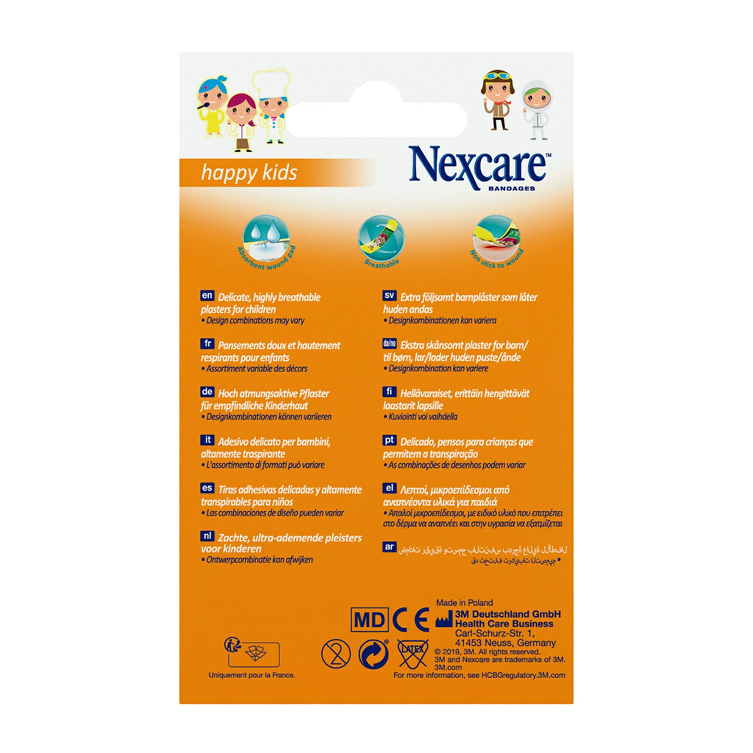 Nexcare Happy Kids Plasters Assorted by 3M Pack of 20, Colourful Fun-Design Kids Bandages that Make Cuts & Grazes Easier, Gentle Flexible Plasters in Assorted Sizes for Children's Everyday Boo-Boos