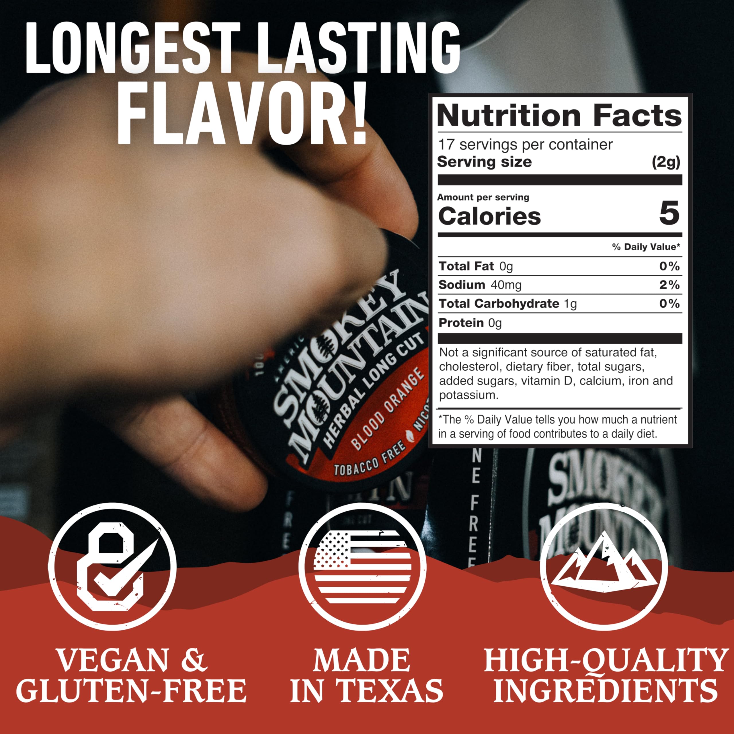 calories in tobacco Amazon.com: Smokey Mountain Herbal Long Cut – Blood Orange