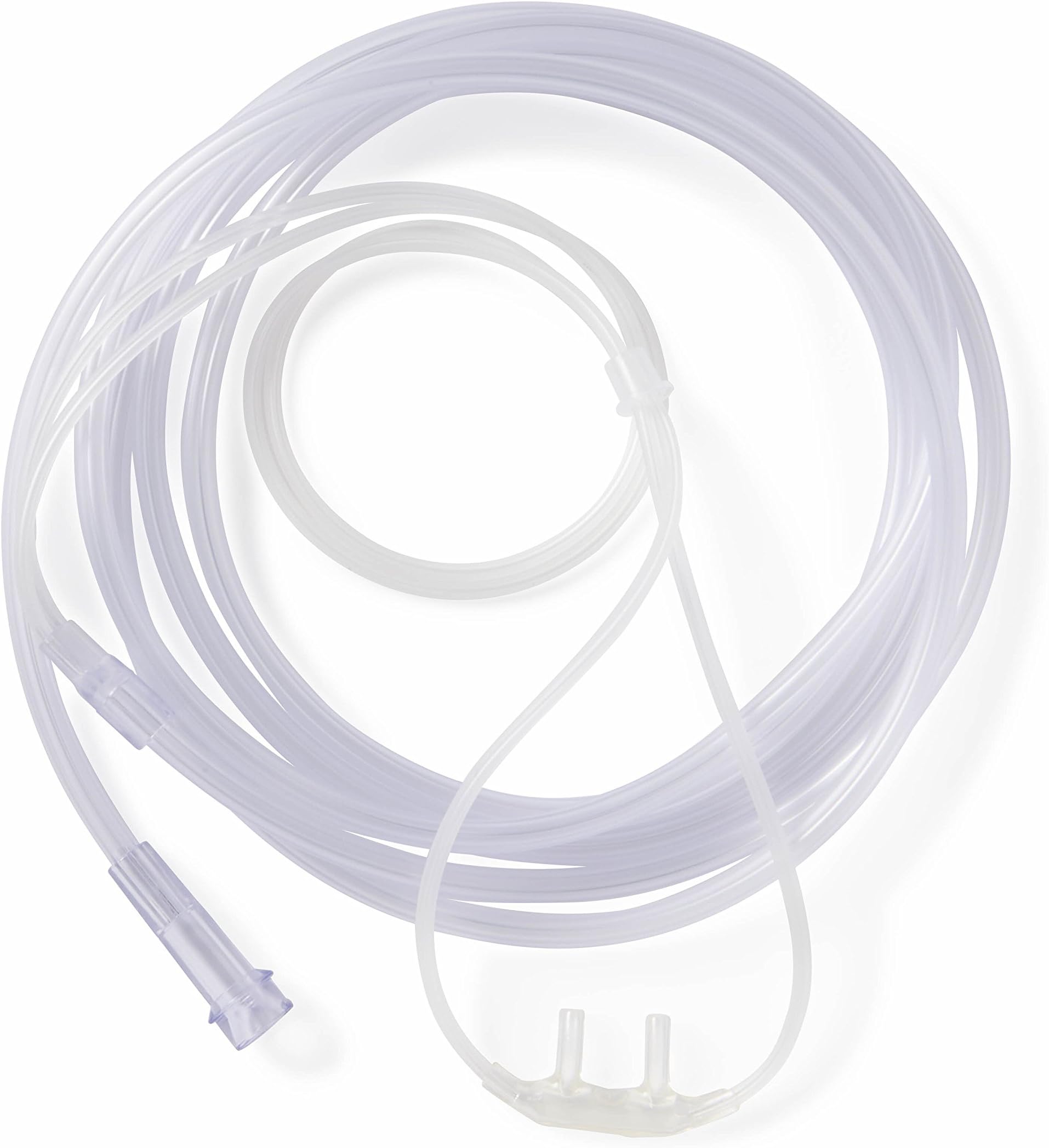 Medline Soft-Touch Nasal Oxygen Cannula with 4-ft Tubing for Adults, Short Reach Clear Tubing for Portable Oxygen, Lightweight, Standard Connector, 50-Pack