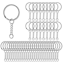 AiQInu 100 Pezzi 25mm Anelli Portachiavi con Catena, Anelli per Portachiavi con Catenella Split, Portachiavi Fai da Te per Porta Chiavi Mestieri Lavori di Bricolage – Argento