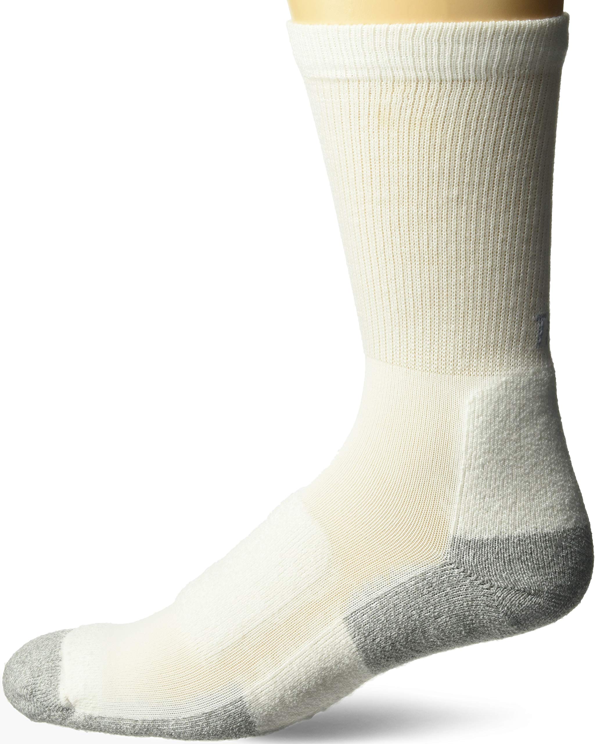 Thorlos Men's Lite Walking Thin Padded Crew Socks, White/Navy, Medium