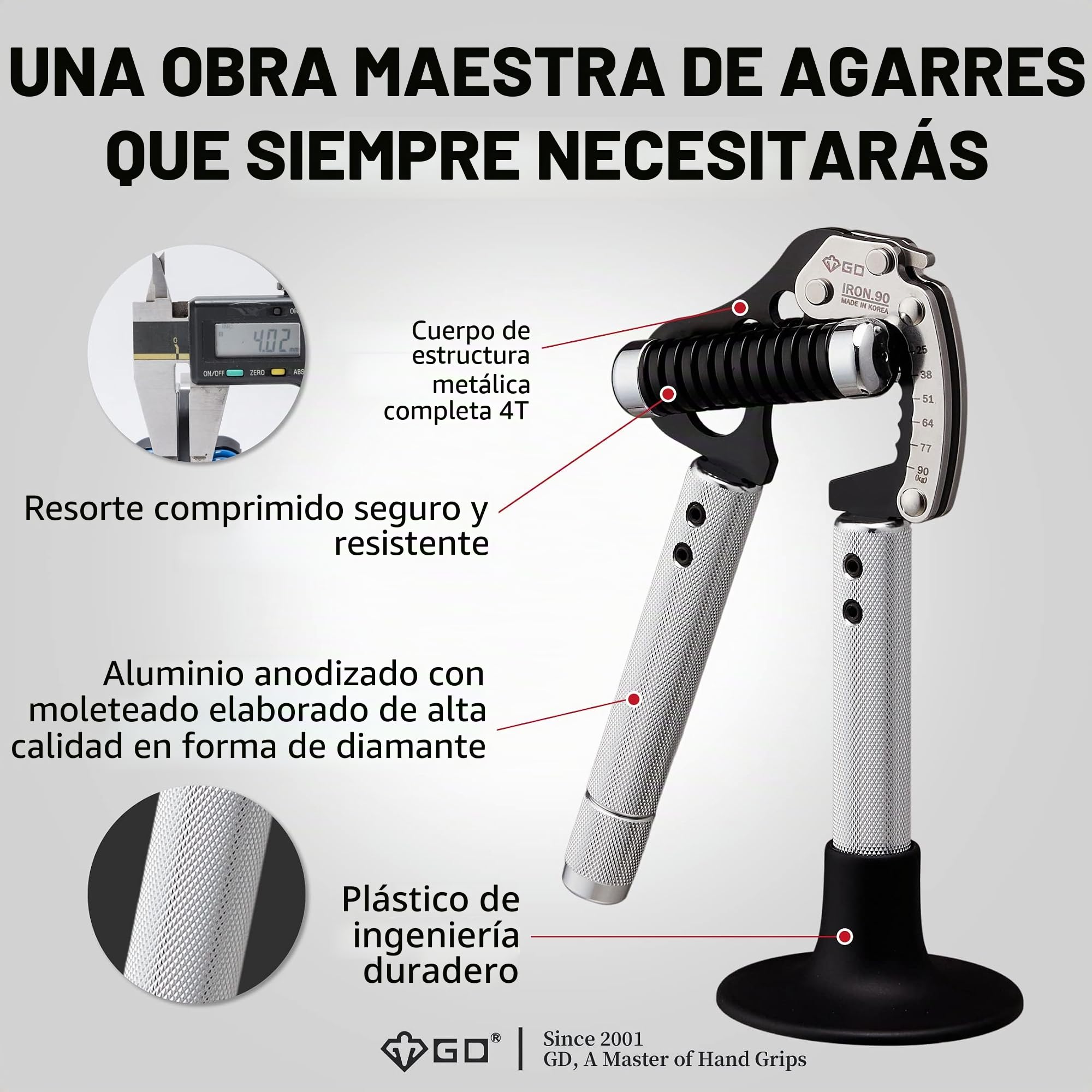 GD GRIP Pinza de mano ajustable, fortalecedor de mano