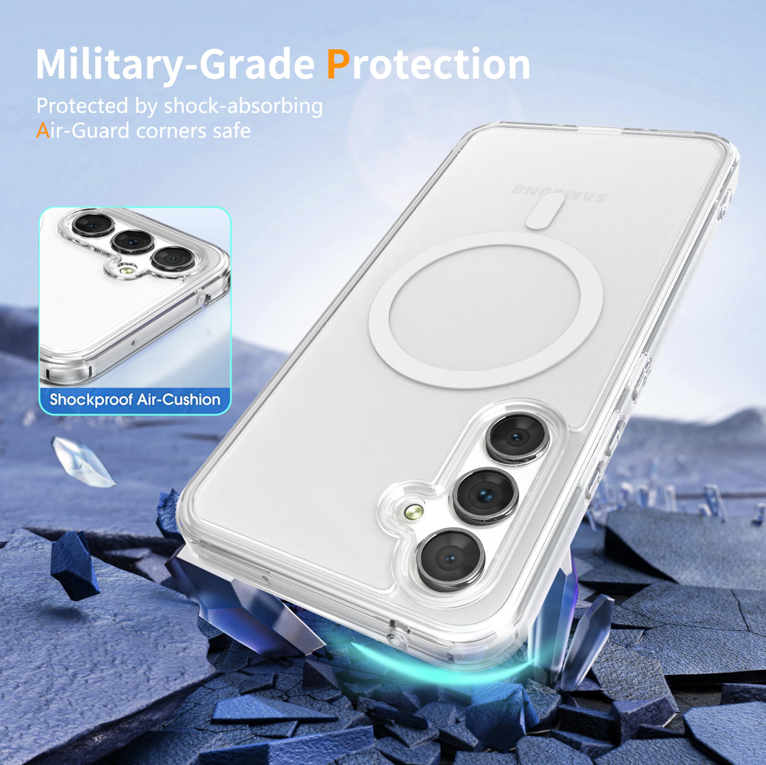 ZYIMOU Cover per Samsung Galaxy A54 5G Compatibile con MagSafe, Magnetica Custodia Samsung Galaxy A54 5G Traslucida Opaca Posteriore Antiurto Antigraffio Retro Protettiva Case， Trasparente