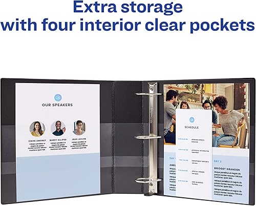 Miniatura 6 de Avery Carpetas resistentes de 3 pulgadas con 3 anillas, carpeta de vistas, anillo EZD de 1.5 pulgadas, color negro, resistente (79693)