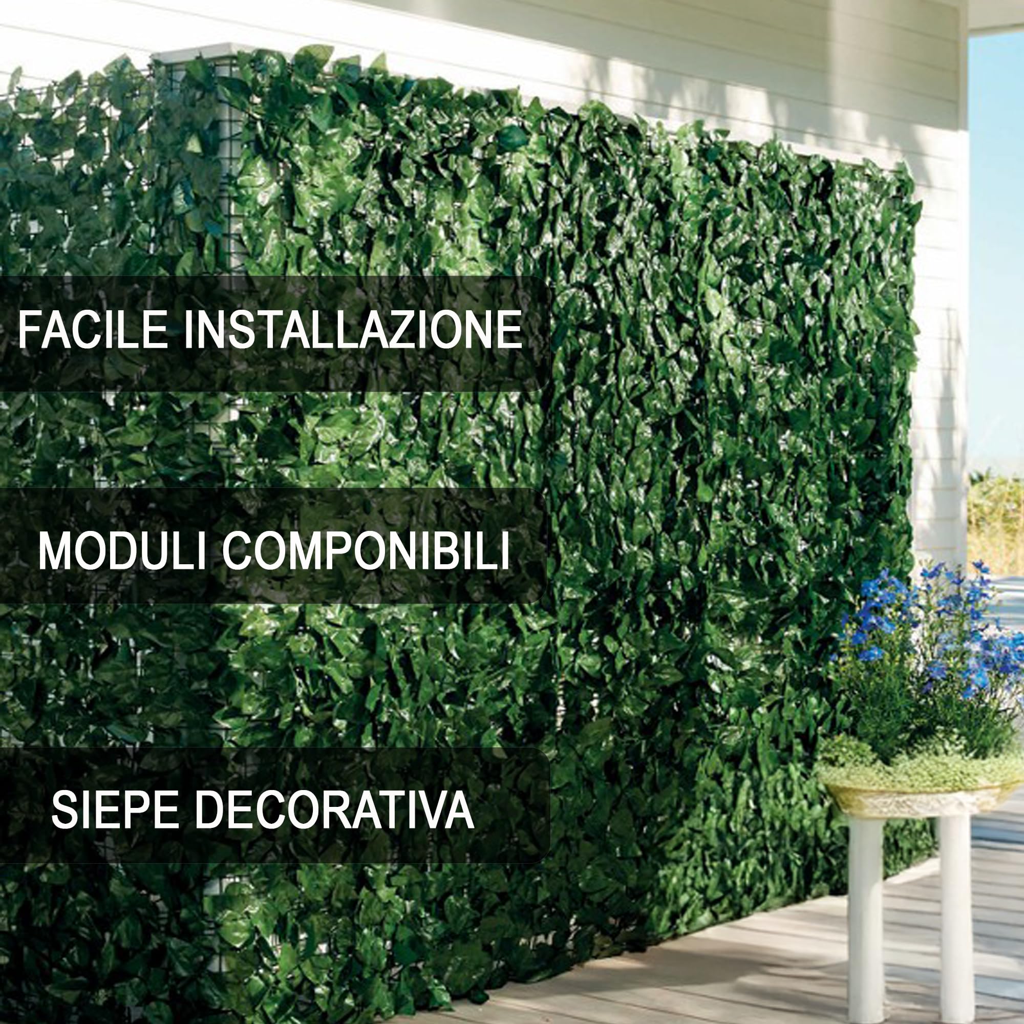 Home Tresor - Siepe Finta per Recinzione, Edera Artificiale Ornamentale da Esterno per Balconi, Rotolo Frangivista Ombreggiante Giardino Ringhiera, 1x5 mt