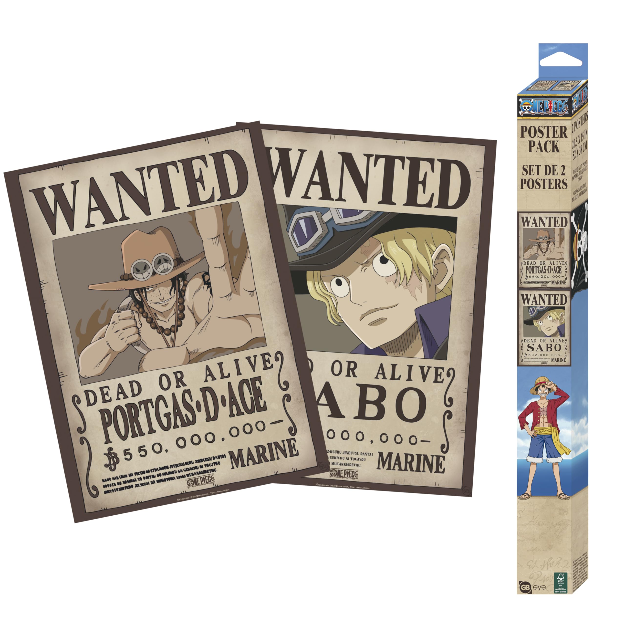 GB eye - One Piece Set of 2 Chibi Posters Wanted Sabo & Ace
