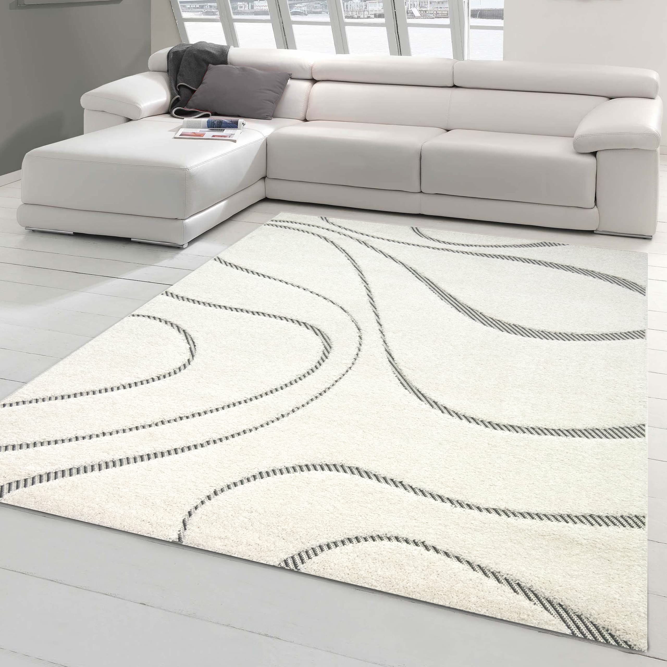 Teppich-Traum Tapis Moelleux Salon & Chambre à Coucher | Design en Tissu Plat Moderne crème Größe 160x230 cm