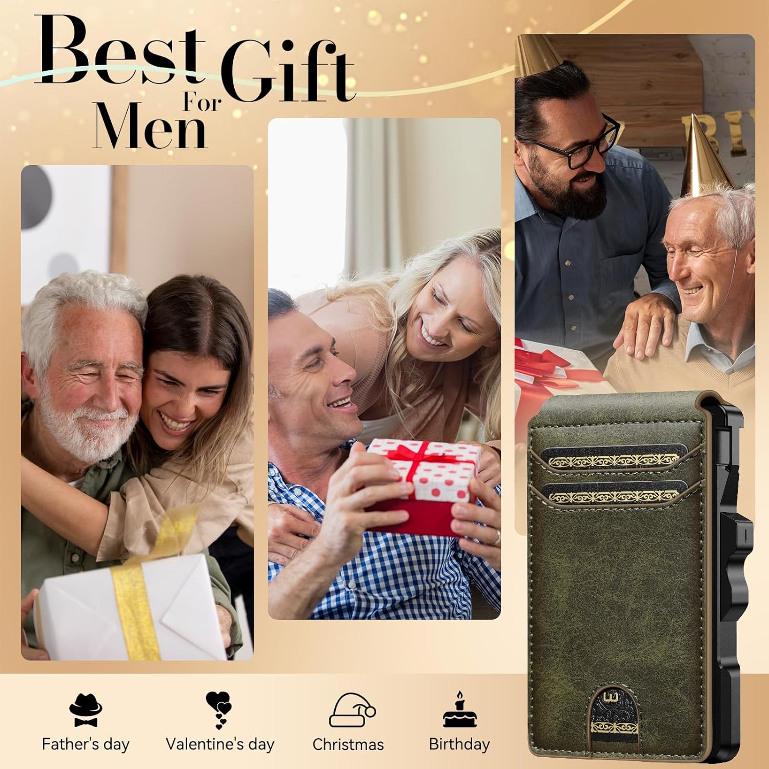 furid Smart Wallet For Men Slim: Rfid Minimalist Pop Up Wallets with Money Clip Metal Credit Card Holder - Gifts for Husband Father at Birthday Anniversary