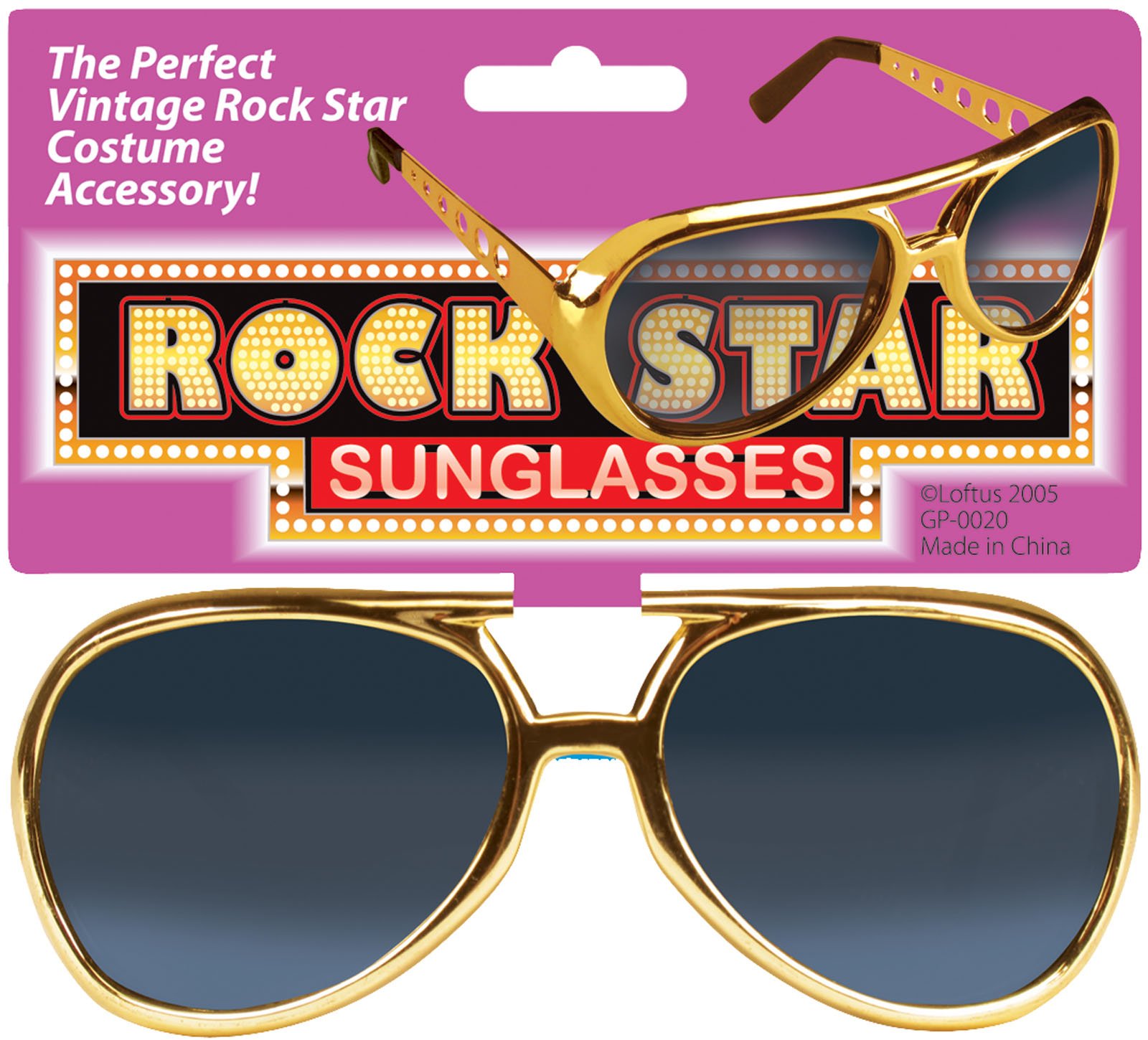 Loftus International Star Power Rock Star Elvis Sunglasses, Gold, One Size-image-2