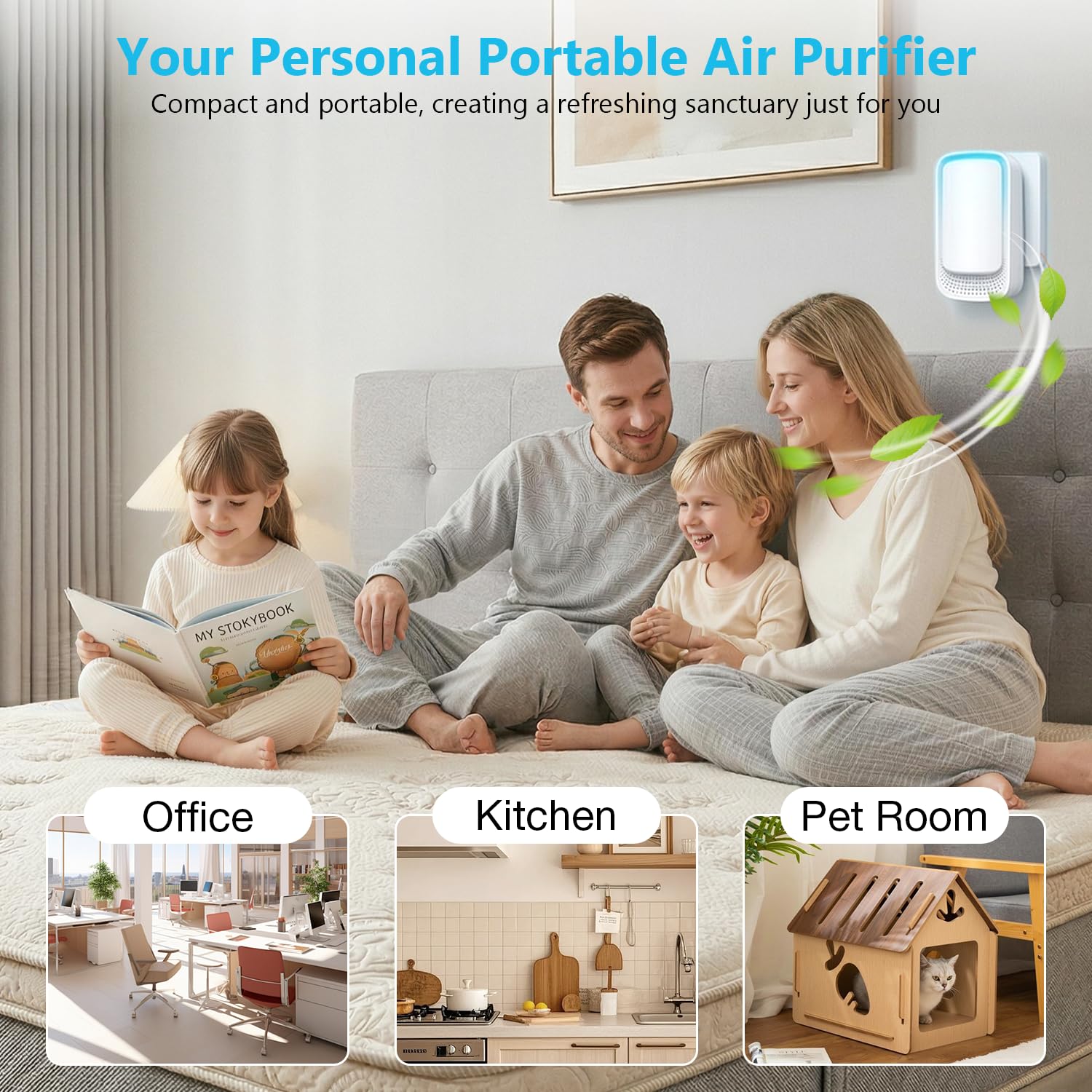 Jostart Ionisateur Purificateur d'air chambre à coucher, Lot de 3 Purificateurs D'air à ions Négatifs à Brancher pour Appartements Salles Fumeurs Toilettes pour Animaux Domestiques Bureaux