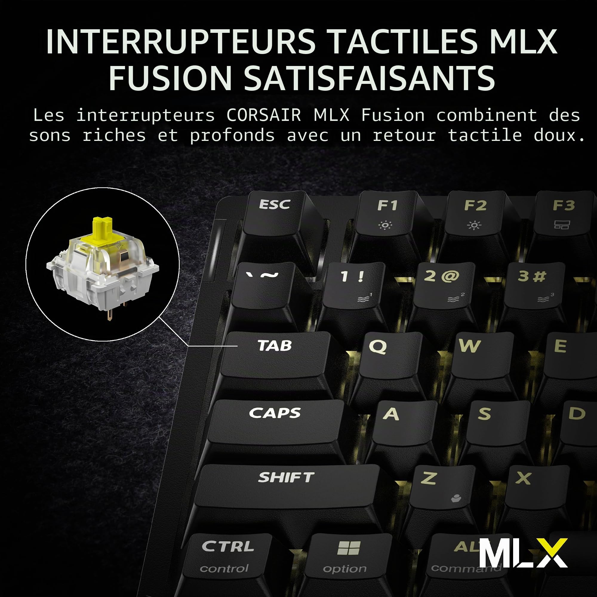 Corsair K65 Plus Wireless 75% RGB Hot-Swappable Clavier Mécanique de Jeu - Commutateurs Tactiles Prélubrifiés Corsair MLX Fusion - Deux Couches d'atténuation du Bruit - PBT Keycaps - QWERTY NA - Noir