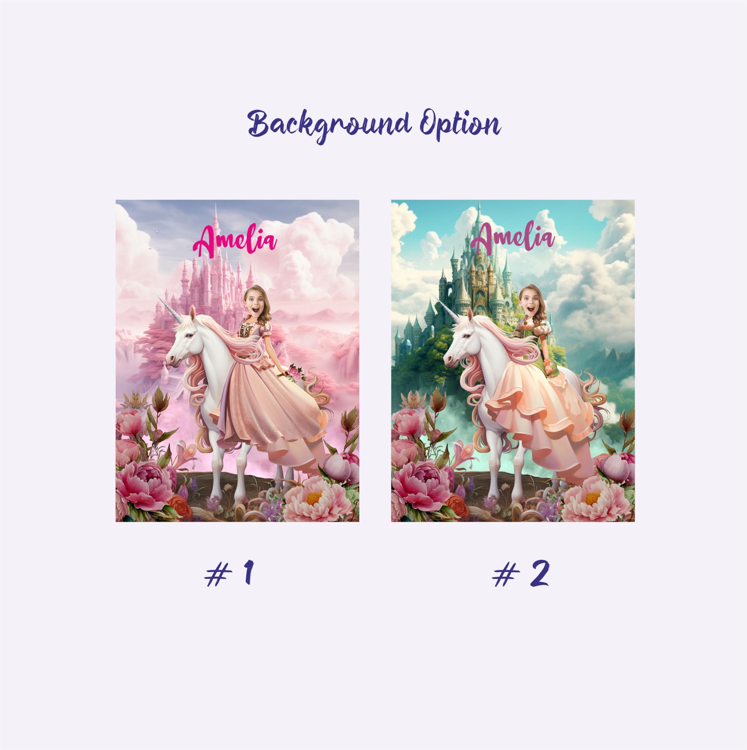 Custom Made Blankets from Photos, Personalized Throw Blankets, Princess and Unicorn Gift for 10 Year Girl, 50 x 60 Face Blanket for Bed Sofa, Birthday Christmas Graduation Gift Ideas for Her KC32