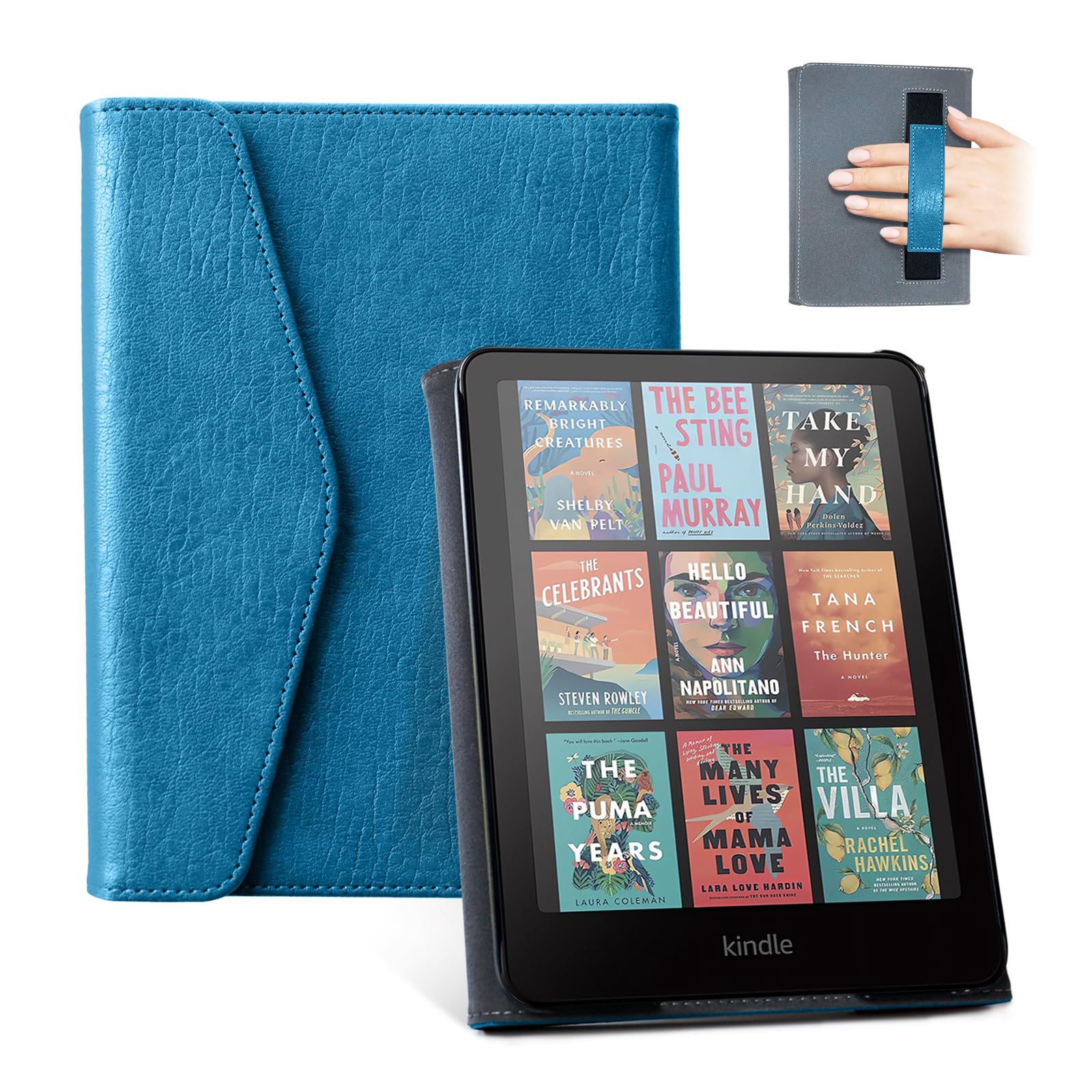 CoBak Premium Case for Kindle Paperwhite &amp; Kindle Colorsoft 7" &amp; Hanvon with Hand Strap – Automatic Wake/Sleep, Stylish &amp; Durable, Comfortable Reading &amp; Protection, Compatible with iPhone Stand