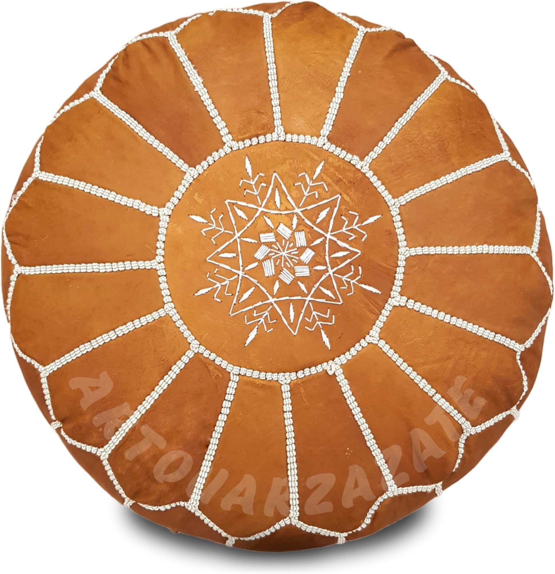 ARTOUARZAZATE Premium Moroccan Leather Ottoman Pouf Cover, Ottoman Footstool Hassock 100% Real Natural Leather pouffe, Home Gifts, Wedding Gifts, Foot Stool (Brown)