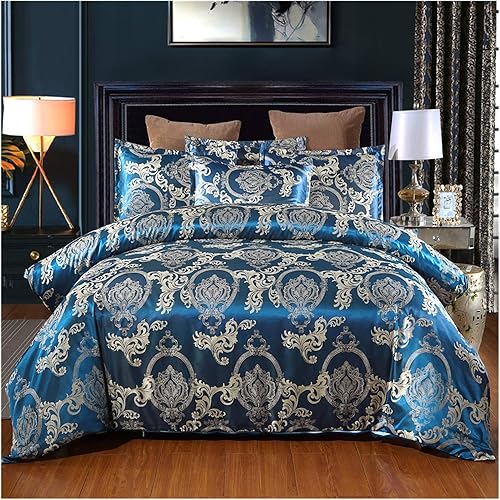 Miniatura 8 de HASMI Juego de ropa de cama de 23 piezas, juego de funda de edredón de jacquard dorado, tipo europeo, tamaño Queen, King, suave, de lujo, funda de