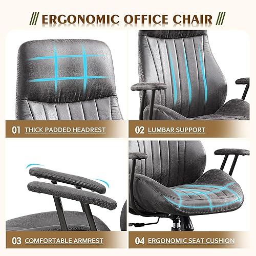 Miniatura 7 de Silla de Oficina con Respaldo Alto, Silla de Oficina Giratoria Moderna, Silla de Juego de Tela de Gamuza Negra, Silla de Oficina para el Hogar con