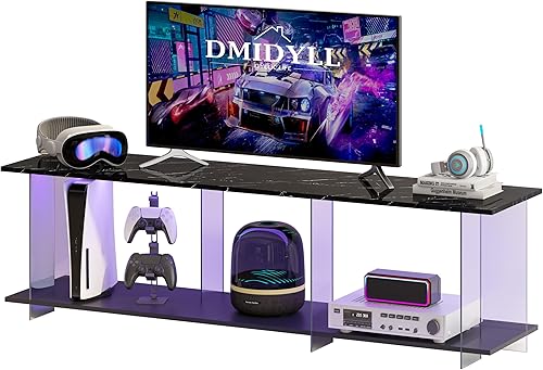 Miniatura 8 de DMIDYLL Moderno soporte de TV LED con luces LED para TV de 55657075+ pulgadas, centro de entretenimiento para juegos con almacenamiento, consola de
