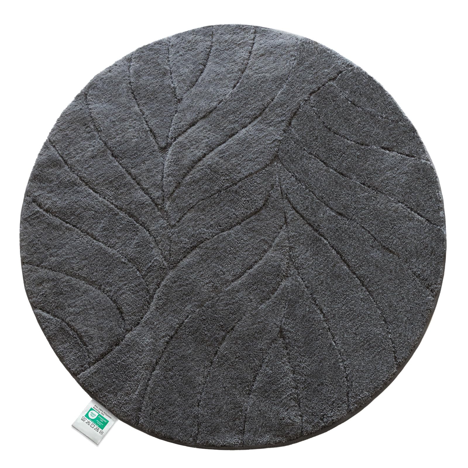 Floordirekt Bath Mat - Extra Fluffy & Quick-Drying - Bathroom Rug with Non-Slip Back - Bath Mat Shower Mat (Maris) (Dark Grey, Round, 120 cm)