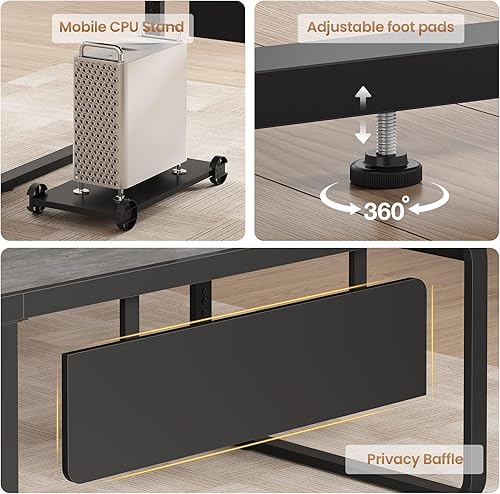 Miniatura 8 de SEDETA Escritorio ejecutivo de 63 pulgadas, escritorio de oficina grande con cajón de archivos, escritorio en forma de L con cajones, escritorio de