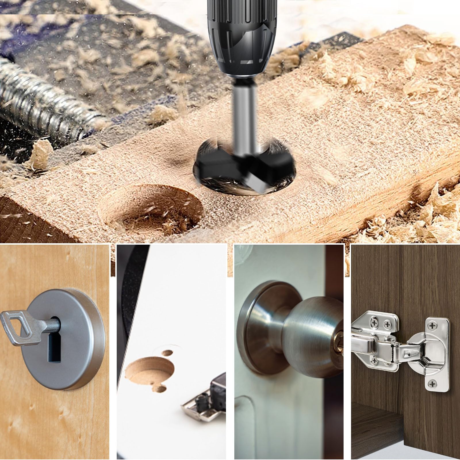 Punta da trapano Forstner da 90 mm, tripla scanalatura in carburo con punta in carburo, per legno duro, lavorazione del legno, cerniera