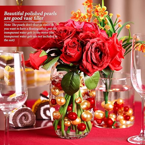 Miniatura 4 de Hicarer 120 piezas de perlas para relleno de jarrón, jarrón de perlas para centros de mesa de perlas para soporte de cepillo, cuentas redondas de