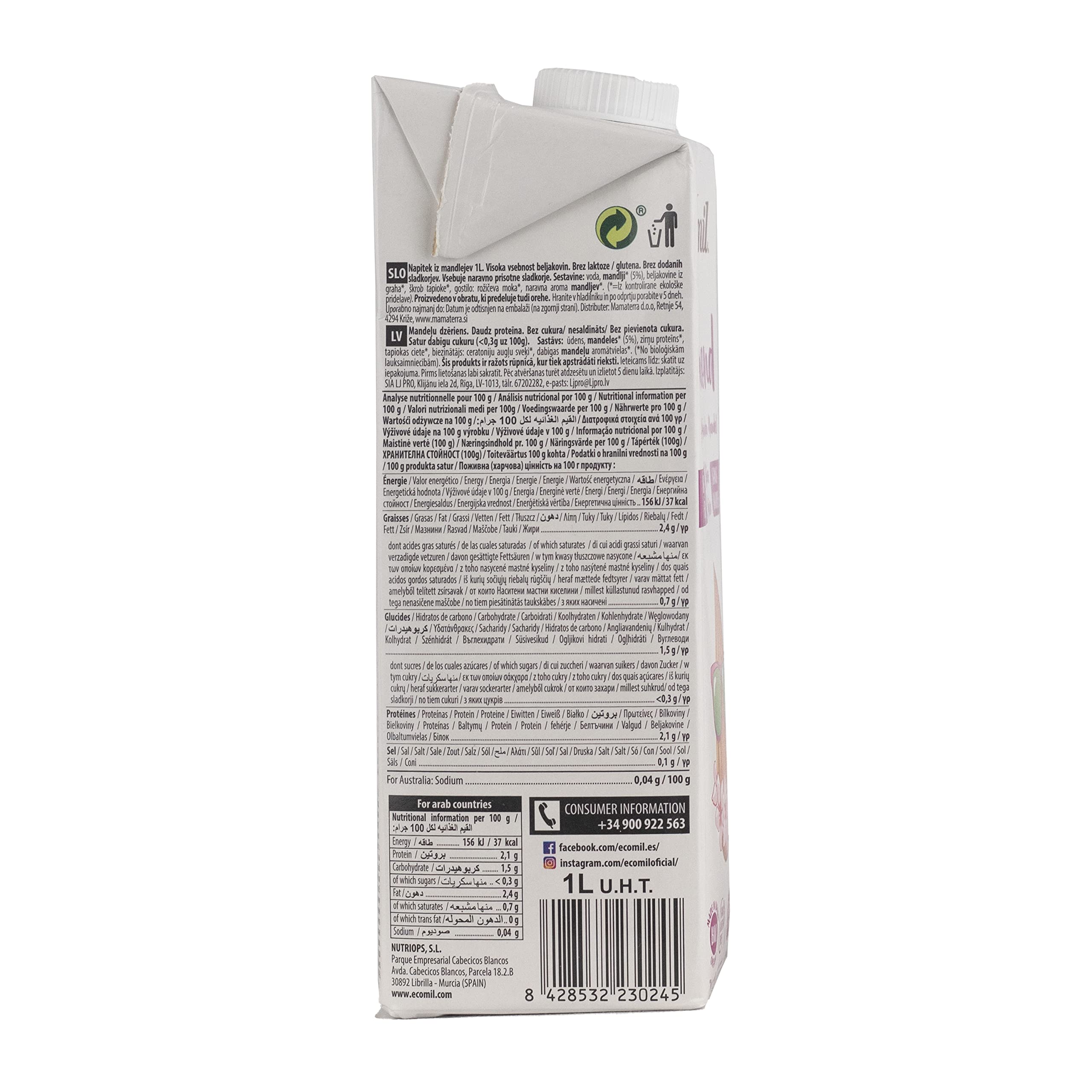 Ecomil Almond Nature Proteine 1L sin Azucares