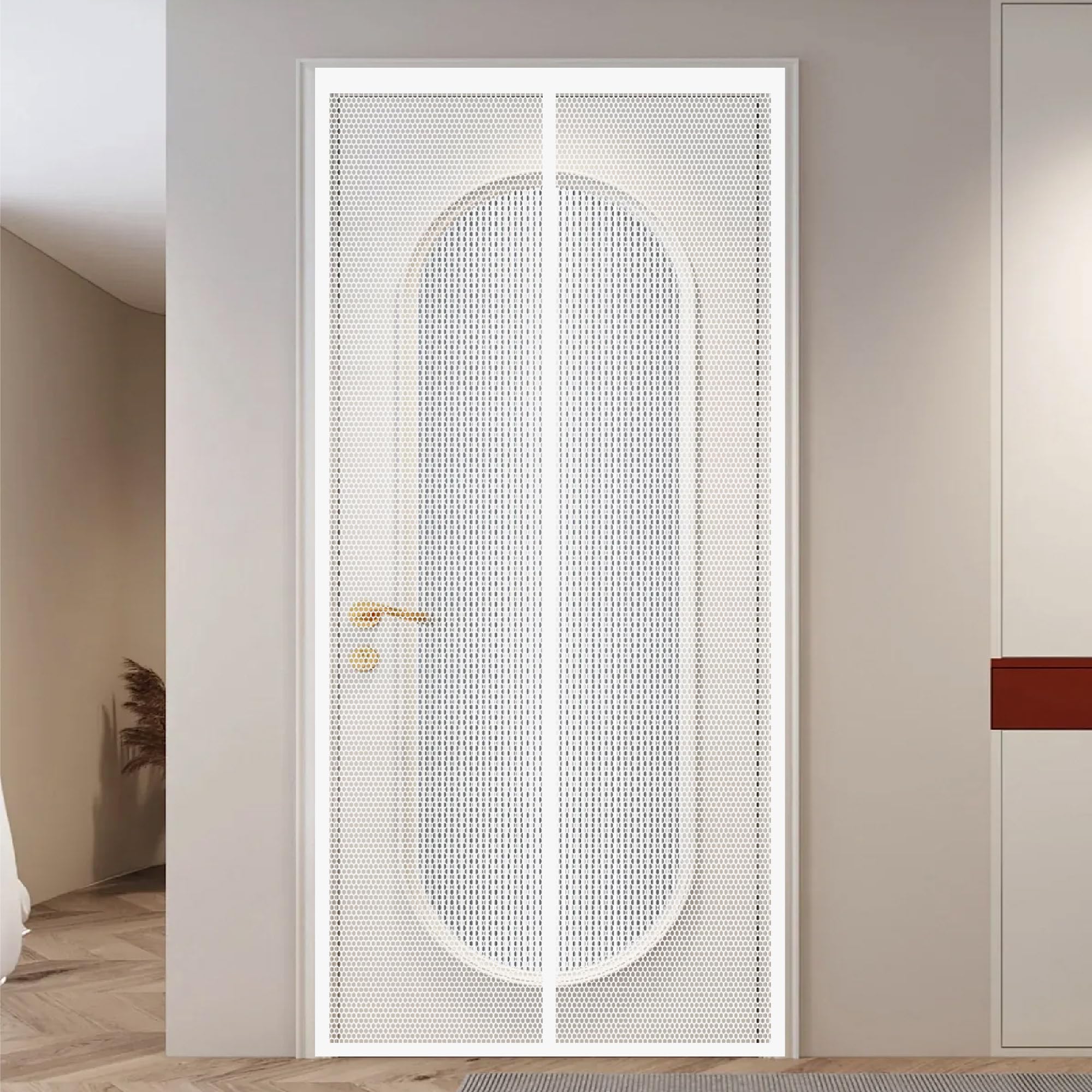 Moustiquaire porte aimantée 92x225cm rideau de protection contre les insectes blanc