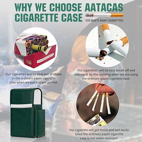 Miniatura 134 de Caja de cigarrillos deslizante de piel sintética con soporte para encendedor y trabilla para cinturón para hombres y mujeres, unisex A