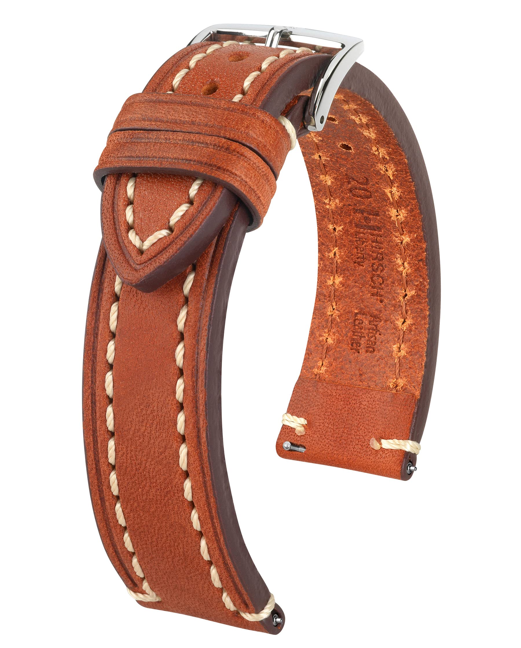 HIRSCH Correa de reloj para hombre de piel de sillín, modelo Liberty 20 mm, Correa