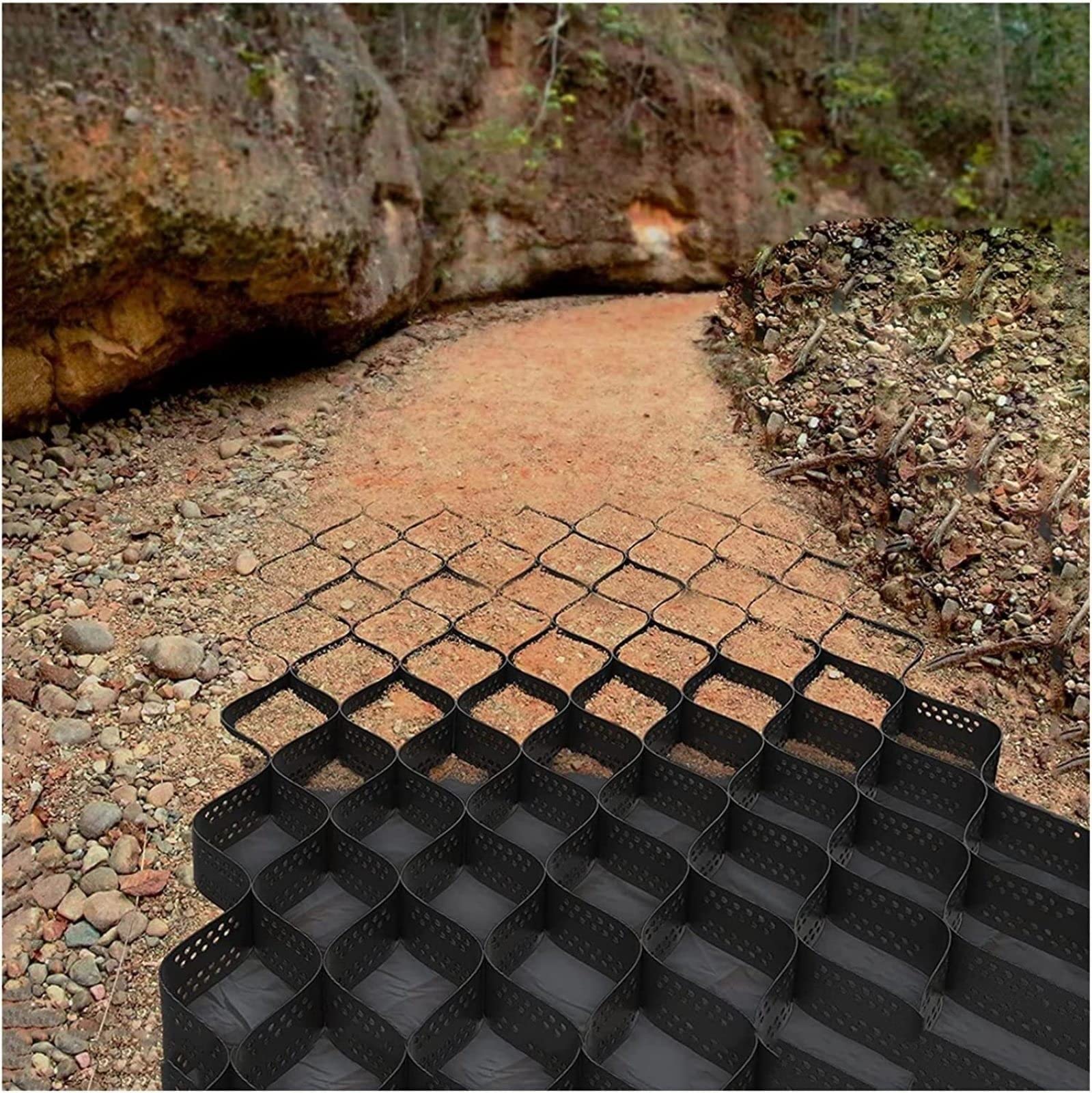 Grille de sol en PEHD haute densité 2 m x 10 m pour aménagement paysager escarpé